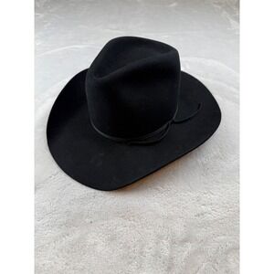 Black 100% Imported Fur Cowboy Western Hat Custom Made Galveston‎ Texas 6 3/4